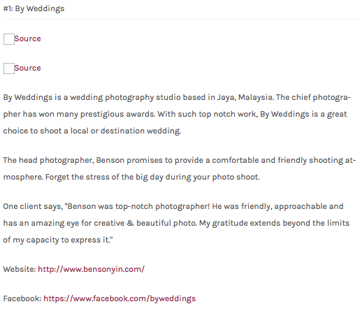 Malaysia top 15 wedding photographer